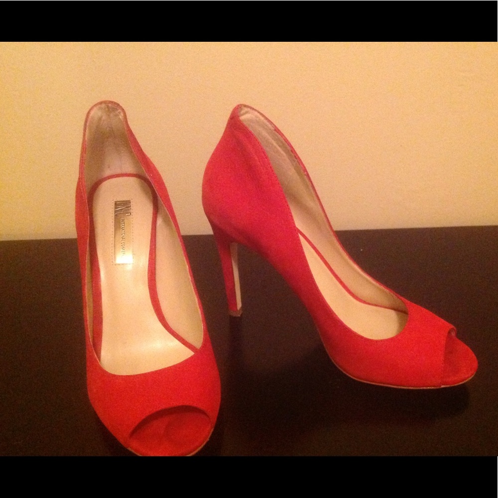 Red Peep Toe Pumps